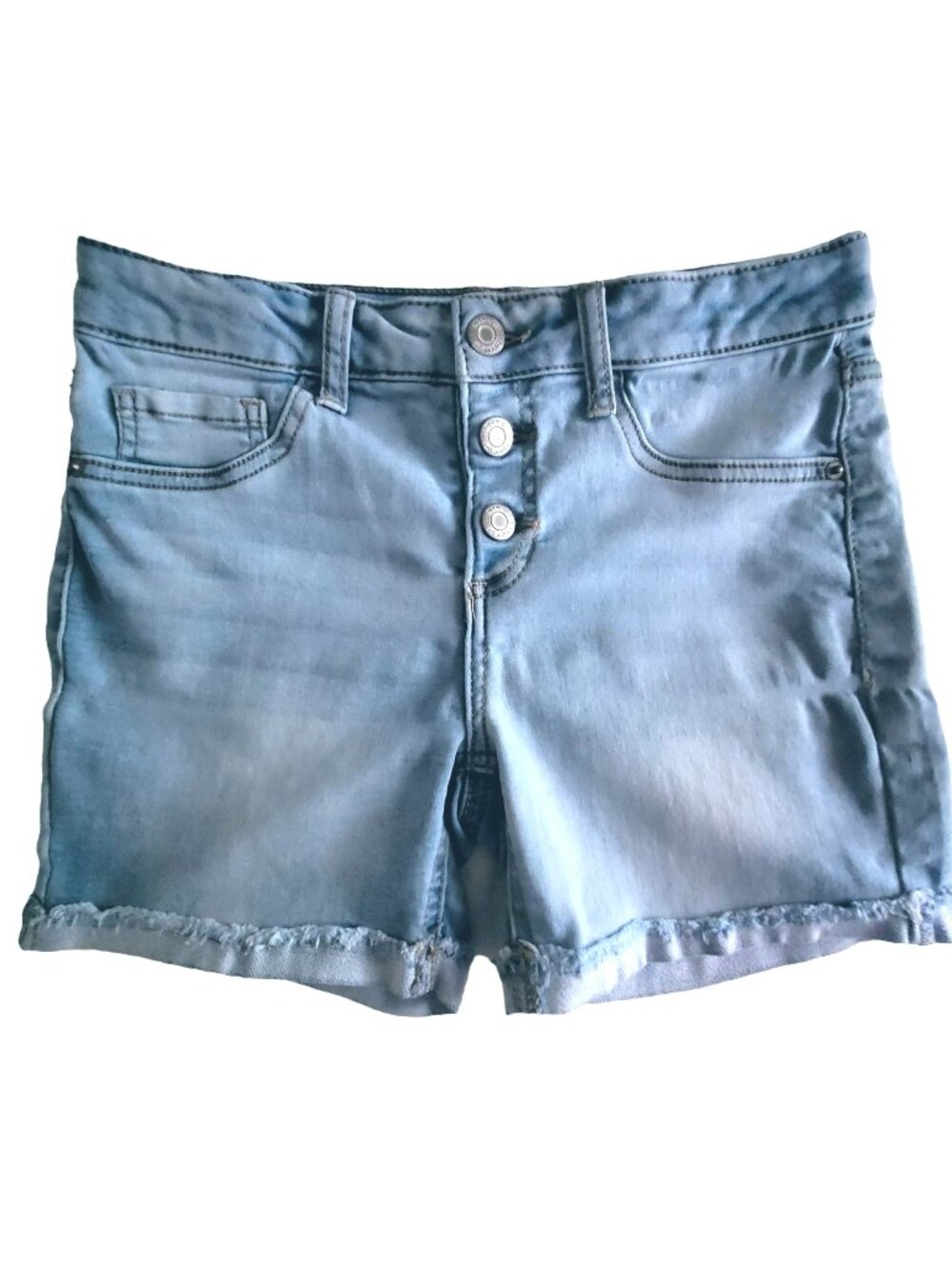 Hippie Girl Button Front Denim Cutoff Booty Shorts 14 Girls Lt Wash Reg Rise